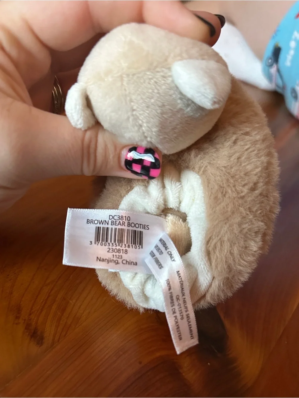 Doudou et Compagnie Beige Bear Plush Rattle Slippers for Babies